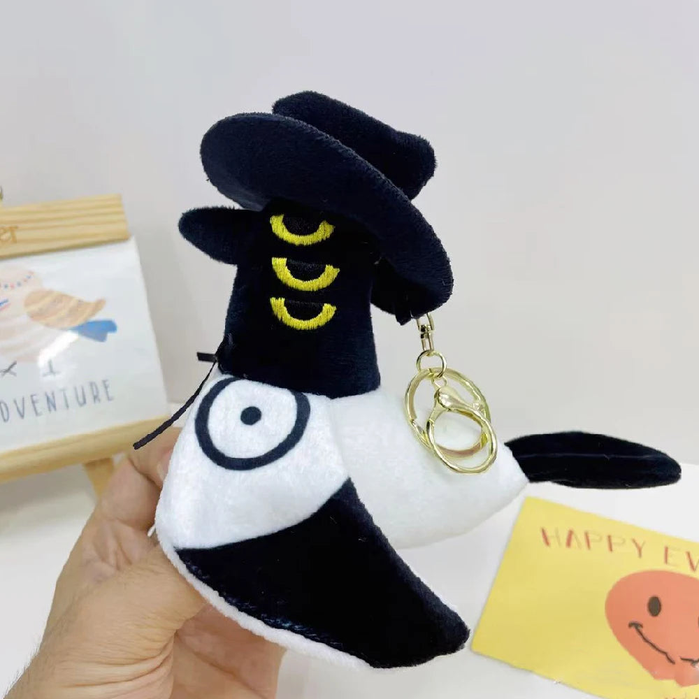 Anime K-Pop Demon Hunter Plush Keychain, Purple Tiger Monster with Black Hat and 3 Eyes Cute Plush Charm Gift