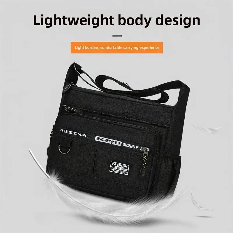 Men's Waterproof Crossbody Sling Bag - Business Casual Multi-Pocket Shoulder Bag, 27 x 8 x 22 cm (10.6 x 3.1 x 8.6 in), Adjustable Strap