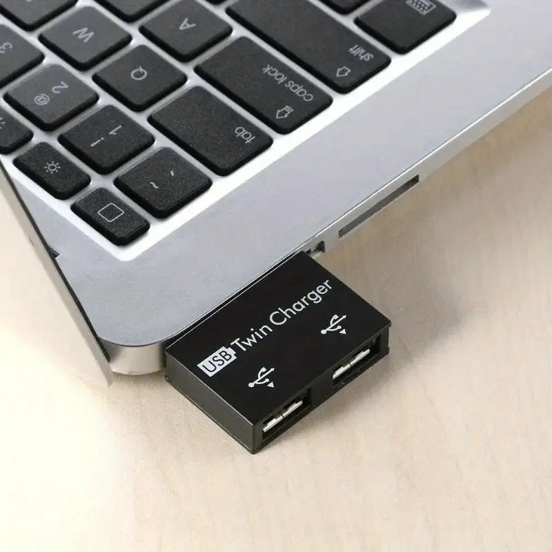 USB 2.0 1-to-2 USB-A Splitter Adapter - 2-Port USB Hub for Charging & Data Transfer