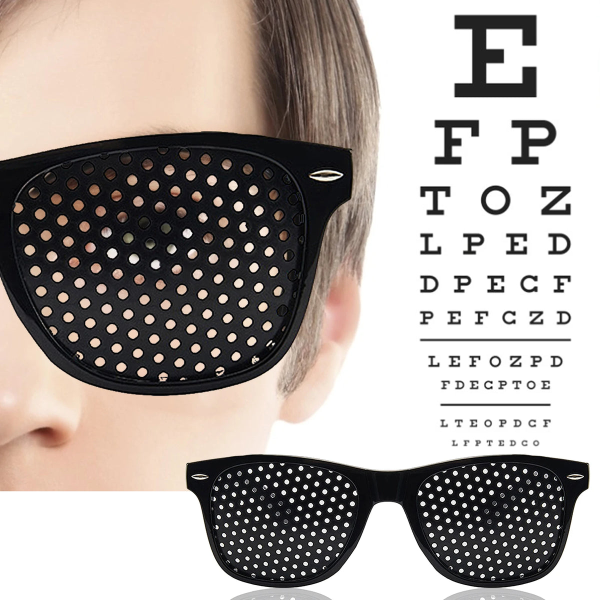 Pinhole Vision Glasses for Eyesight Improvement Anti-Myopia Astigmatism Correction Eye Fatigue Relief Unisex Black Frame
