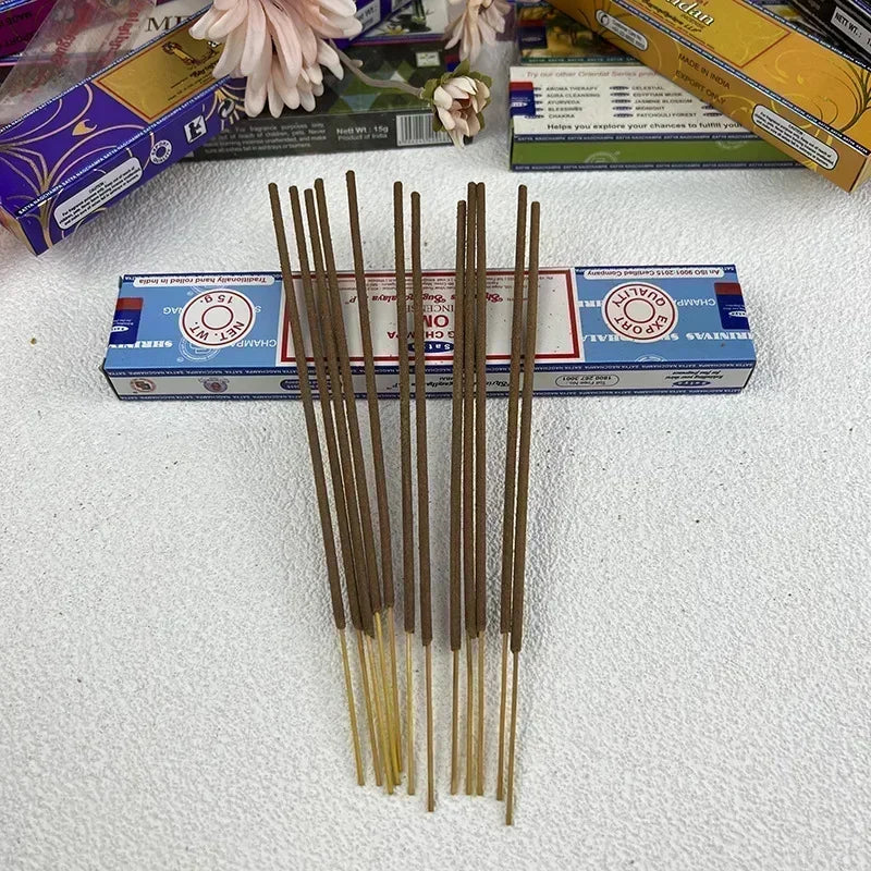 5-Box Nag Champa Incense Sticks — 50–60 Handmade Sticks (20 cm / 8 in) Sandalwood & White Sage Home Fragrance
