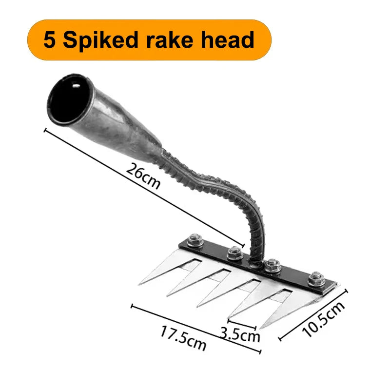 5/6/7/8-Teeth Manganese Steel Garden Hoe Rake for Weeding & Soil Loosening