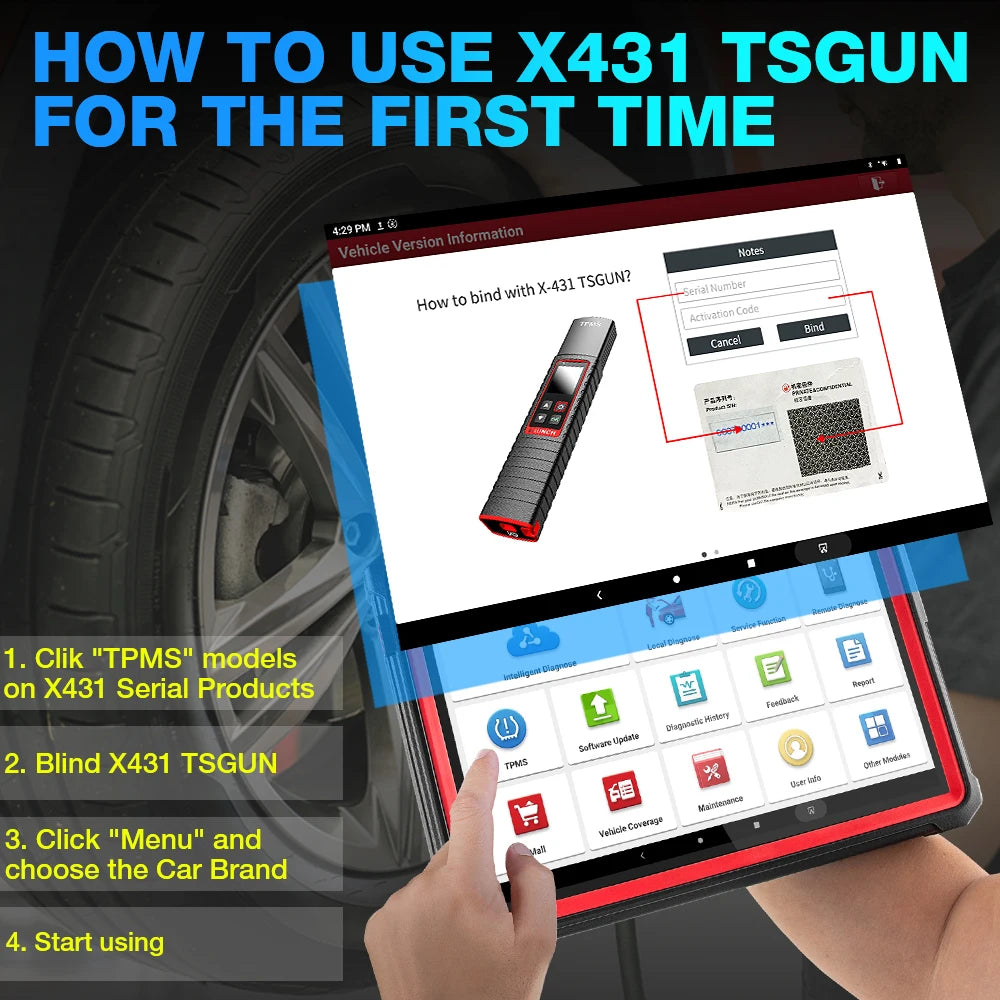 Handheld TPMS Tool 315/433 MHz — Tire Pressure Sensor Activation, Programming, Relearn & Diagnostic