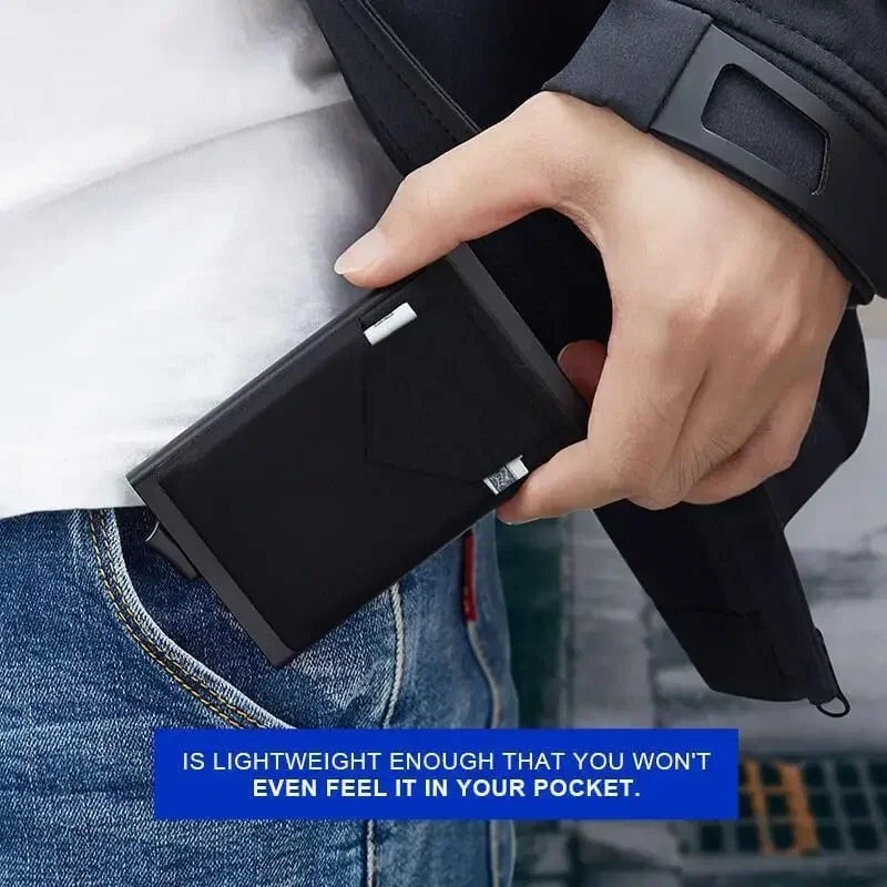 Slim RFID Blocking Credit Card Holder Wallet for Men Anti-Theft Metal Money Card Case