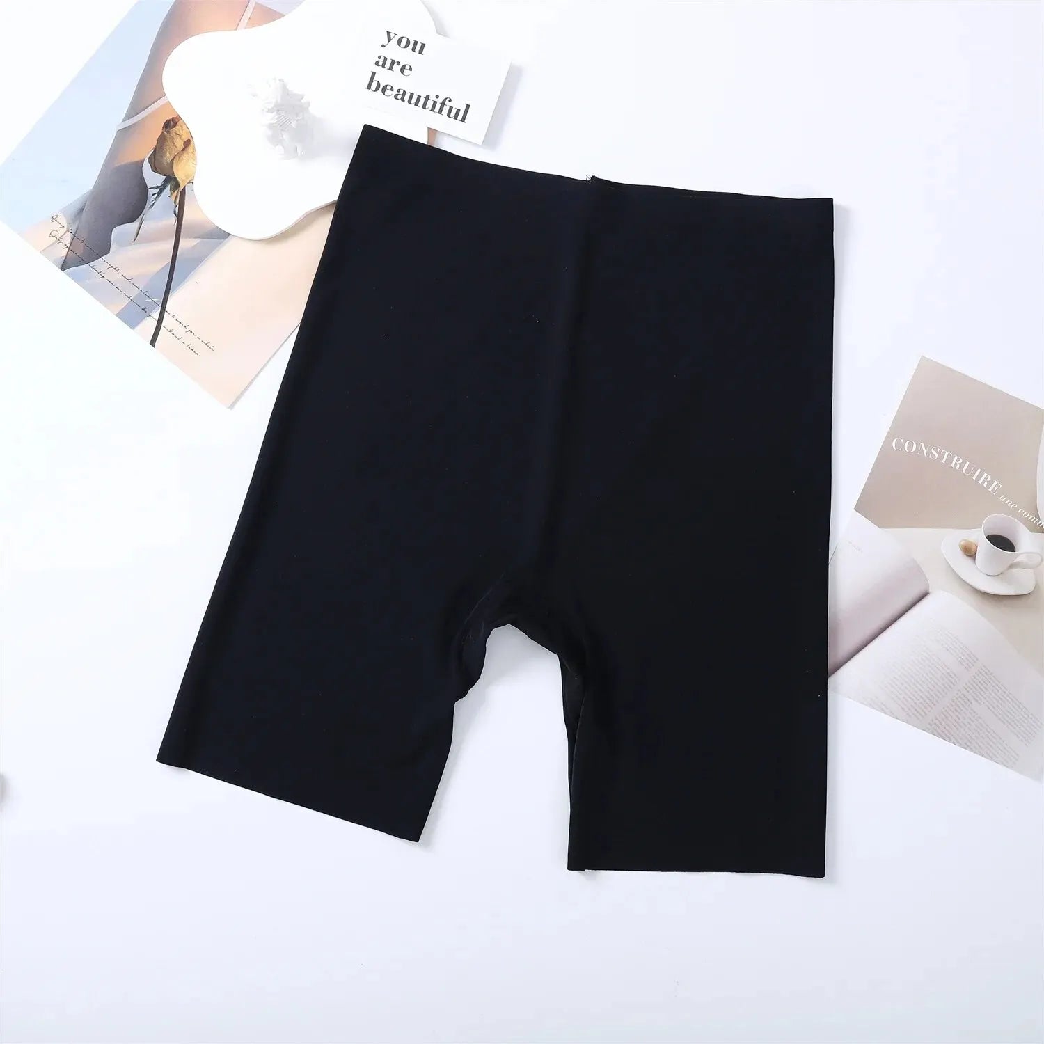 Seamless High-Waist Tummy Control Boyshorts Ice Silk Hip Lift Safety Sports Underwear for Women