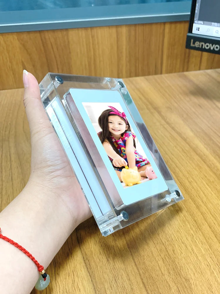 Acrylic Digital Photo Frame 5in / 7in (12.7 / 17.8 cm) IPS Display, 4GB Built-In Memory, USB-C Charging & Video Playback
