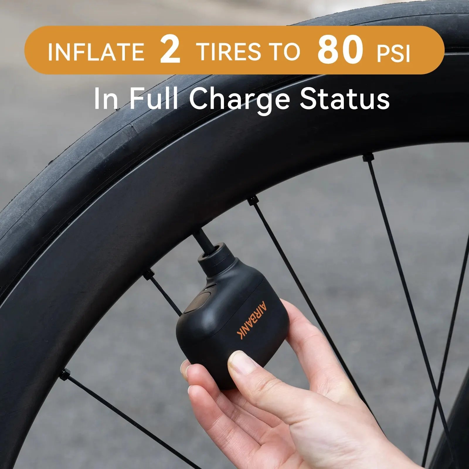 Mini Portable Rechargeable Bike Pump 100 PSI USB-C Air Inflator for Schrader & Presta Valves