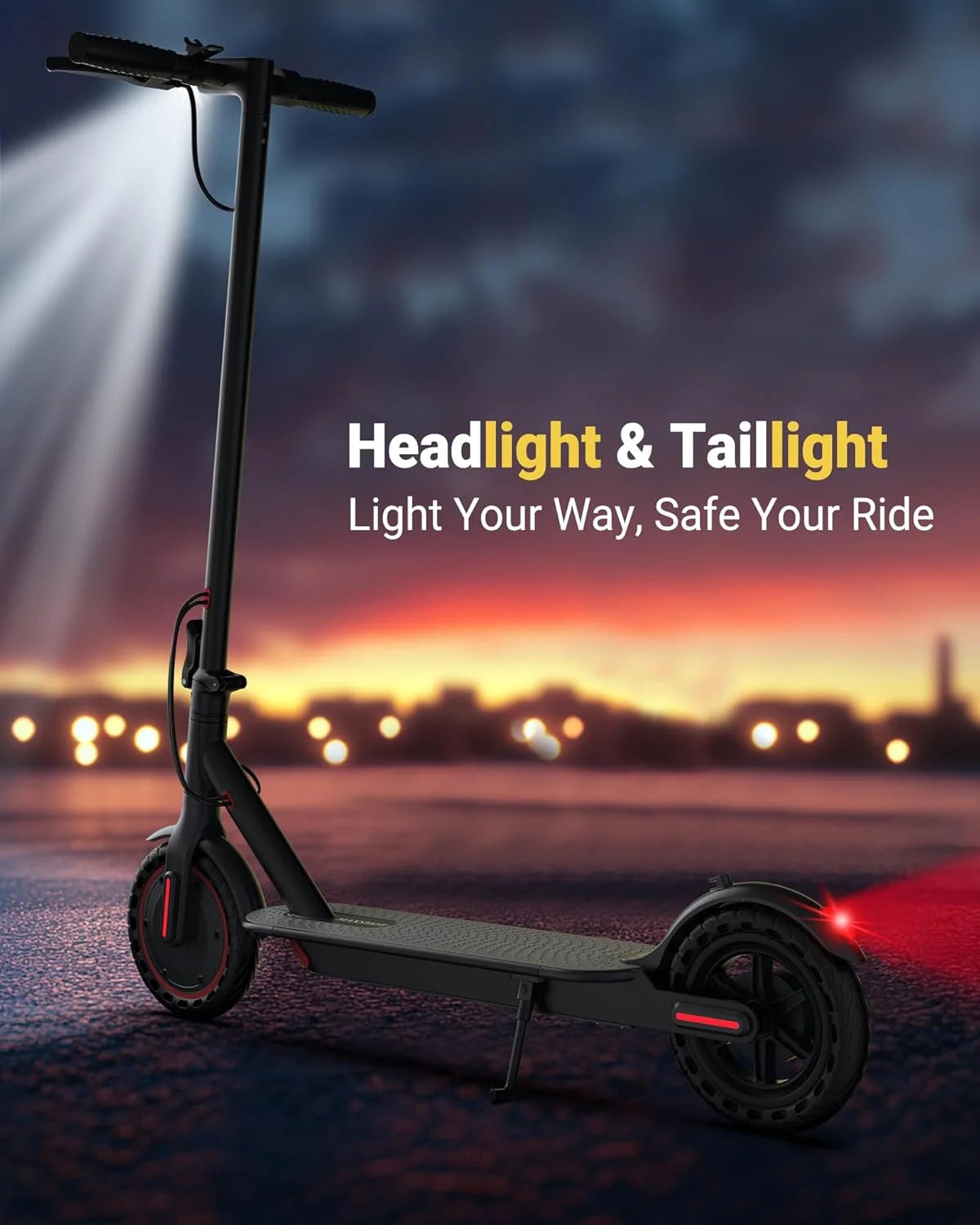 Folding Electric Scooter 350W Brushless Motor — 19 MPH (30 km/h) Smart APP Control, 8.5-inch Honeycomb Tires, 25–37 mi (40–60 km) Range for Adults