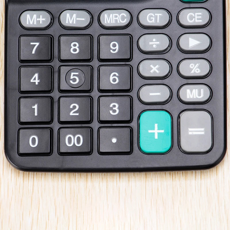 12-Digit Office Accounting Calculator — Dual Power Solar & Battery, Large Buttons, Voice, Multi-Function Financial Calculator