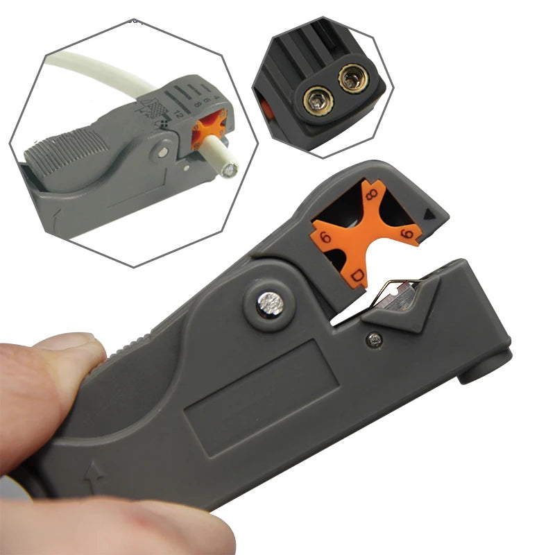 Multifunctional Coaxial Cable Stripper Rotary Network Wire Stripper for RG58 RG59 RG6 3C-2V 5C