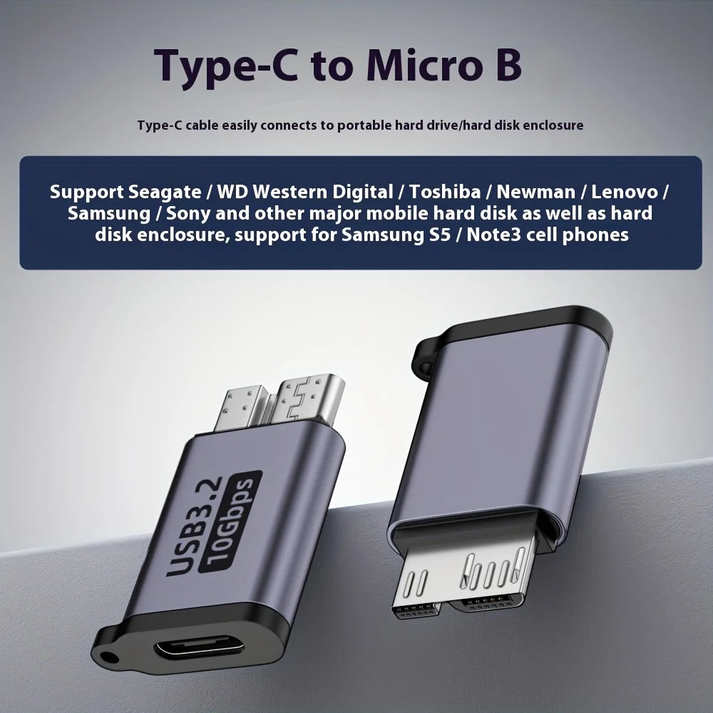USB 3.0 Micro-B Male to USB-C Female Adapter - Type-C to Micro-B Converter for External Hard Drives & Laptops