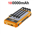 200000mAh Solar Power Bank — 4-in-1 Built-in Cables, Fast Charge, Digital Display & LED Emergency Light
