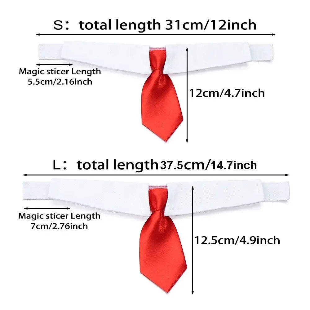 Adjustable Pet Necktie Bow Tie Collar - Formal Tuxedo Accessory for Dogs & Cats, Black & Red, Small & Large (9–14 in | 24–36 cm)