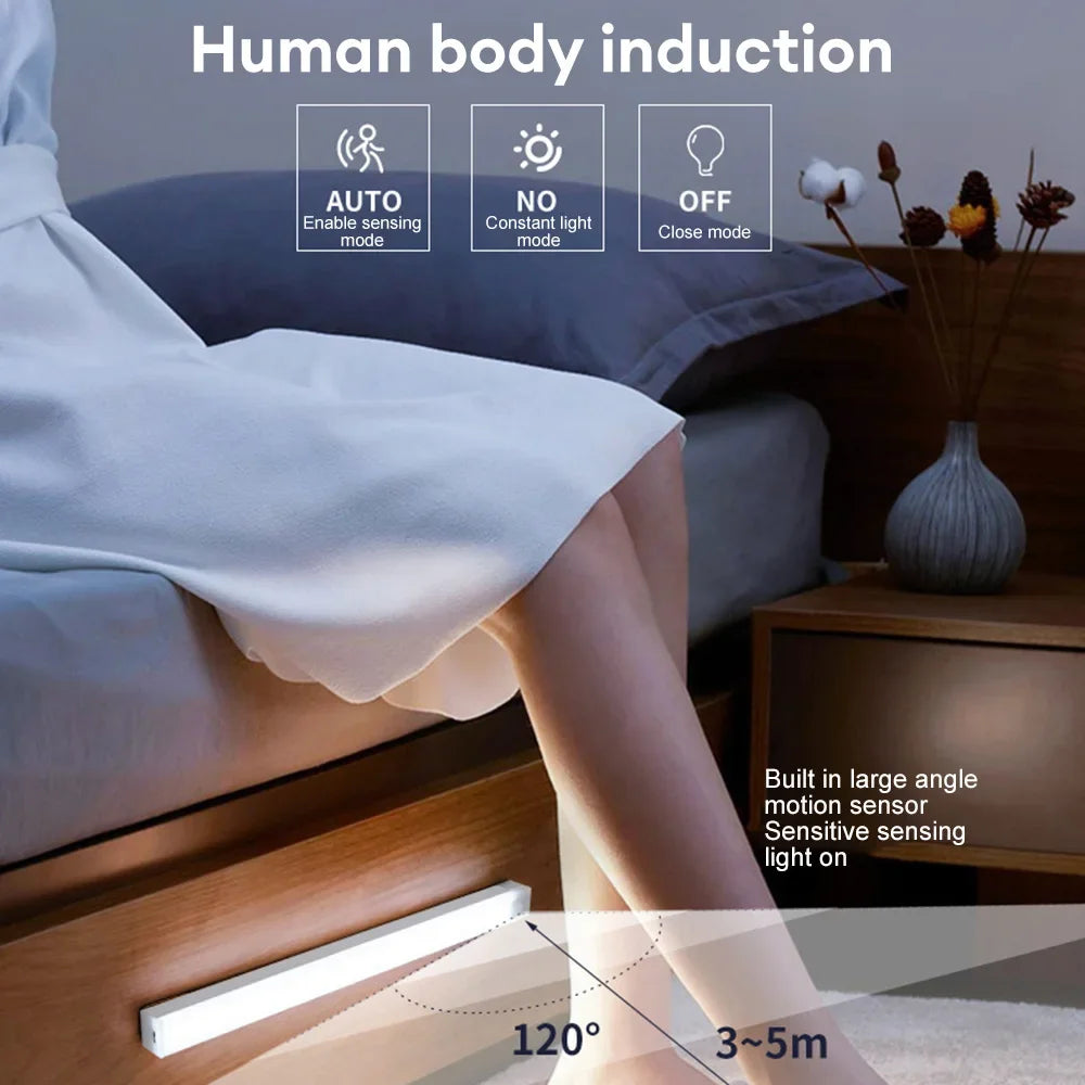 Motion Sensor Rechargeable LED Light for Closet Cabinet Wardrobe, Wireless Under-Cabinet Night Light, 4/8/12/20 in (10/20/30/50 cm)