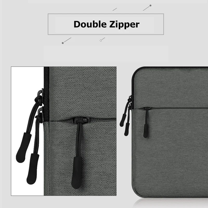 Waterproof Nylon Laptop Sleeve 11/12/13/14/15/15.6/16 Inch - Velvet Lined Notebook Case with Double Zipper & Multi Pockets