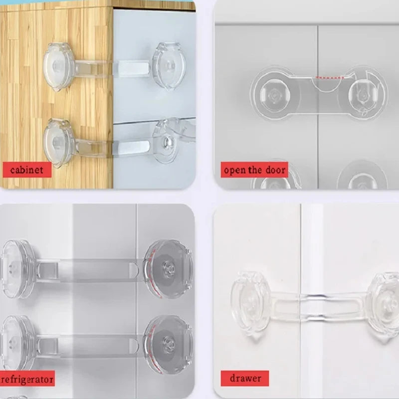 6-Pack Baby Cabinet Locks, Childproof Drawer & Refrigerator Safety Straps, Anti-Pinch Home Protection