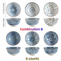 Japanese-Style Blue & White Hand-Painted 4.5-Inch (11.5 cm) Ceramic Rice Bowl Retro Tableware