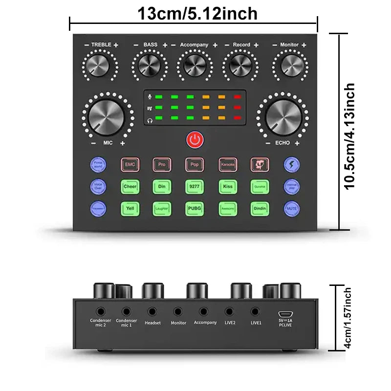 Audio Mixer with Voice Changer - Podcast Sound Card for Phone, Gaming, Karaoke & Live Streaming