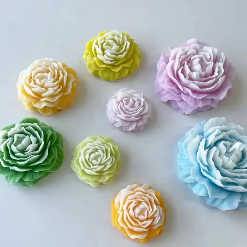 Peony Silicone Mold — DIY Floral Relief Mold for Candles, Soap, Resin, Plaster & Baking