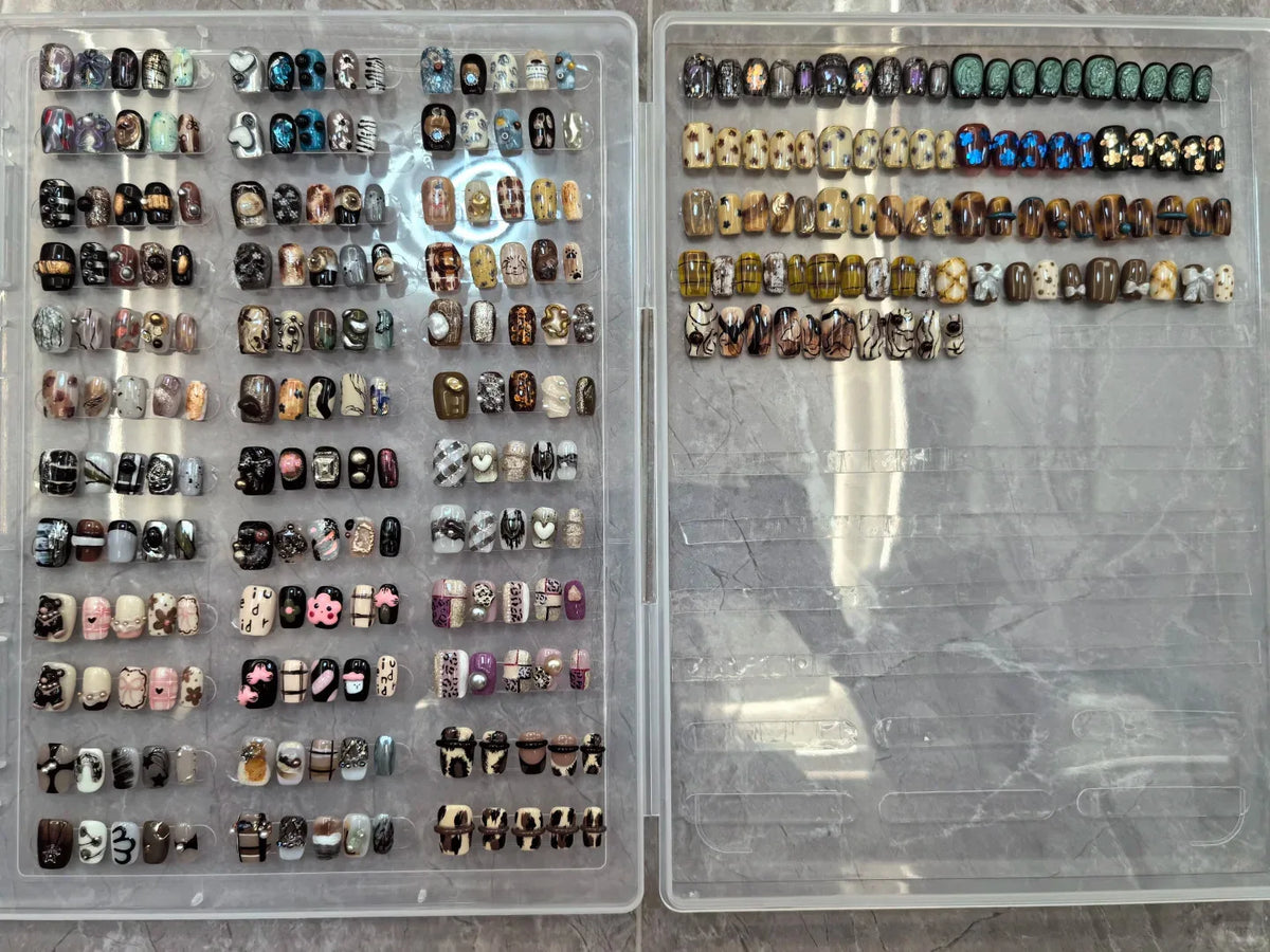 Transparent Portable Press-On Nail Storage Box – Nail Display Case Organizer for Salon & DIY