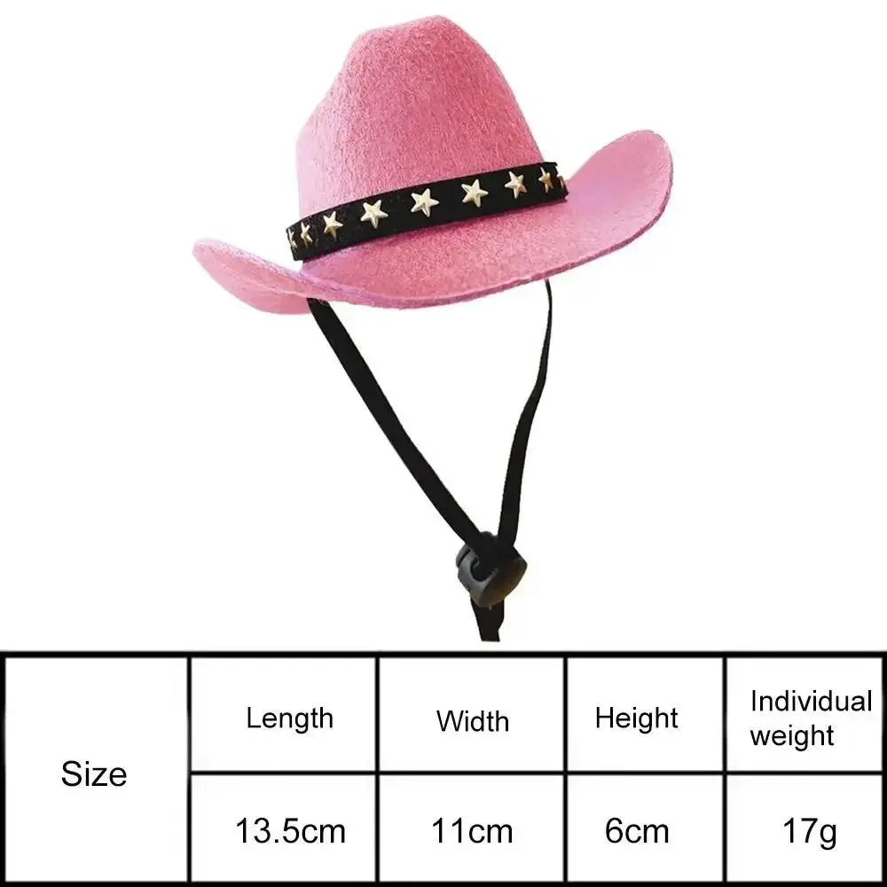 Adjustable Pet Cowboy Hat for Small Dogs & Cats – Funny Western Headwear, Summer Costume Accessory (5.3×4.3×2.4 in / 13.5×11×6 cm)