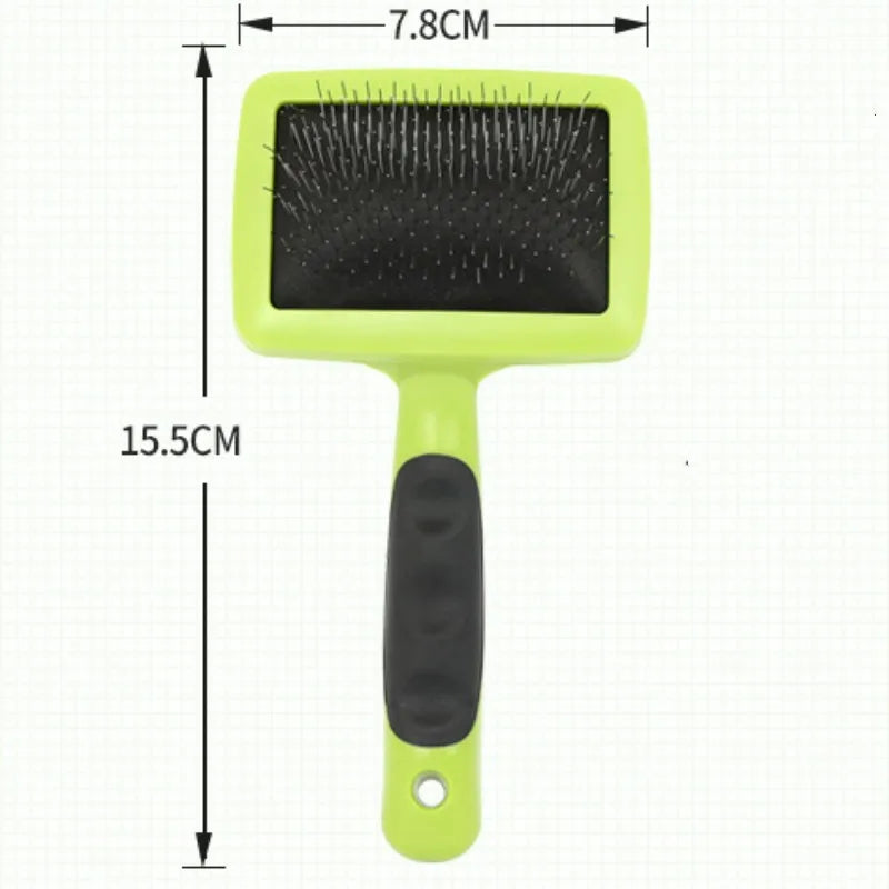 Stainless Steel Pet Grooming Brush for Dogs & Cats – Massage Hair Remover with Soft Handle