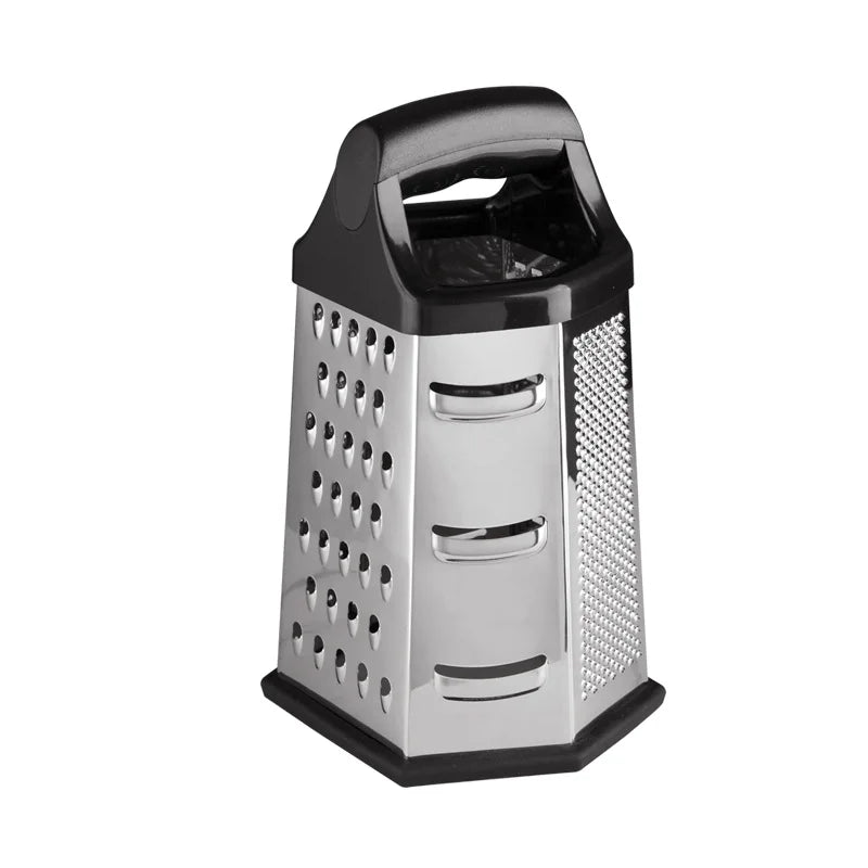 6-Side Stainless Steel Box Grater – Multifunctional Cheese and Vegetable Slicer Shredder with Non-Slip Base