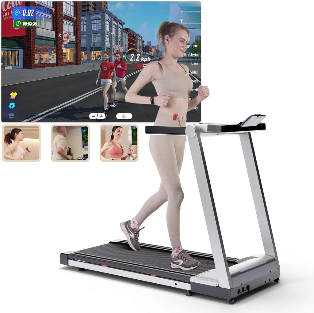 3.5HP Foldable Treadmill Walking Pad 350 lb (158 kg) Capacity 6% Incline 10 MPH/16 KPH LCD & App for Home Office