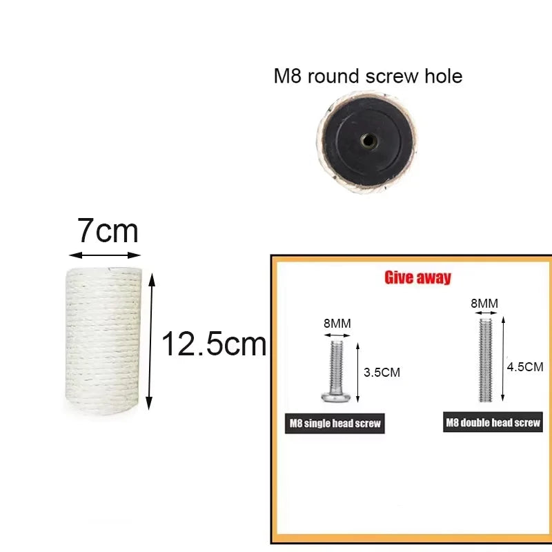 Cat Scratching Post Replacement for Cat Tree – Sisal Rope Climbing Post, Multiple Sizes (4.9–19.7 in / 12.5–50 cm)
