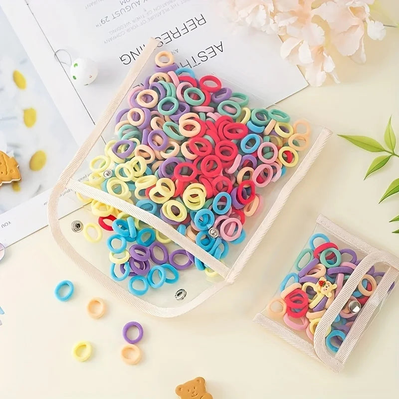 100-Pack Colorful Elastic Hair Loops Ponytail Holders – Nylon Hair Ties for Women & Girls Daily Wear