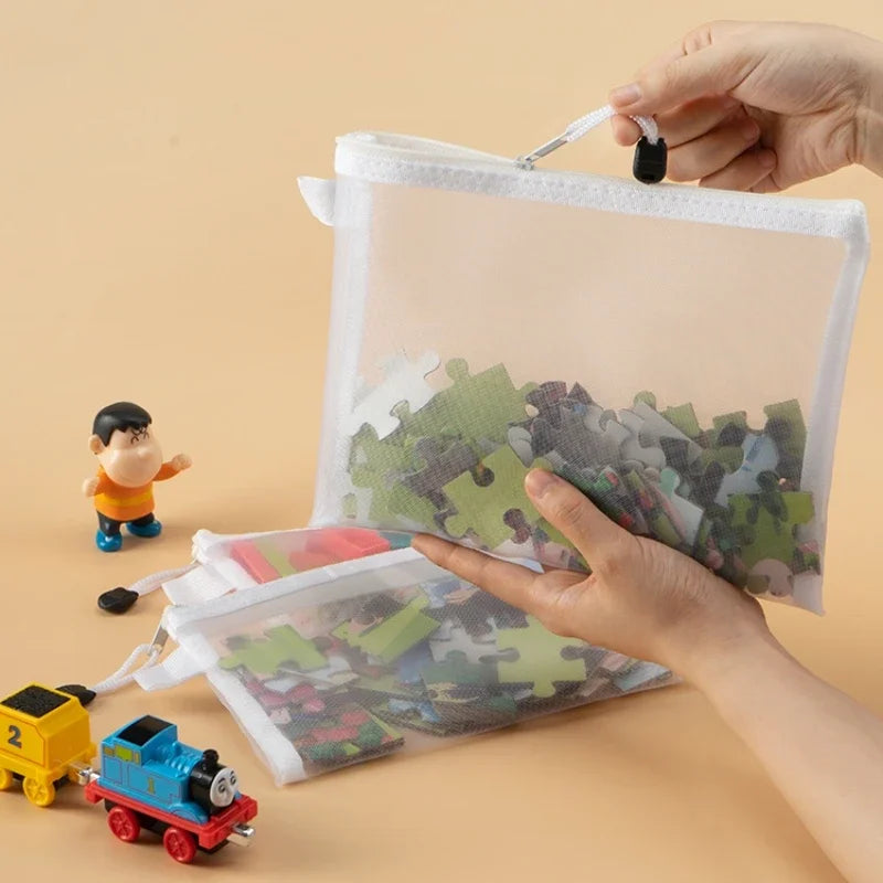 3/5/10-Pack Mesh Zipper Pouches – Waterproof Nylon Organizer Bags for Cosmetics, Toys & Documents