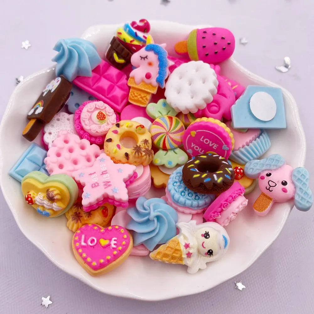 20-Pack Resin Kawaii Popsicle & Candy Flatback Embellishments 16–20mm (0.63–0.79in) Self-Adhesive for Scrapbook Nail Art DIY Crafts