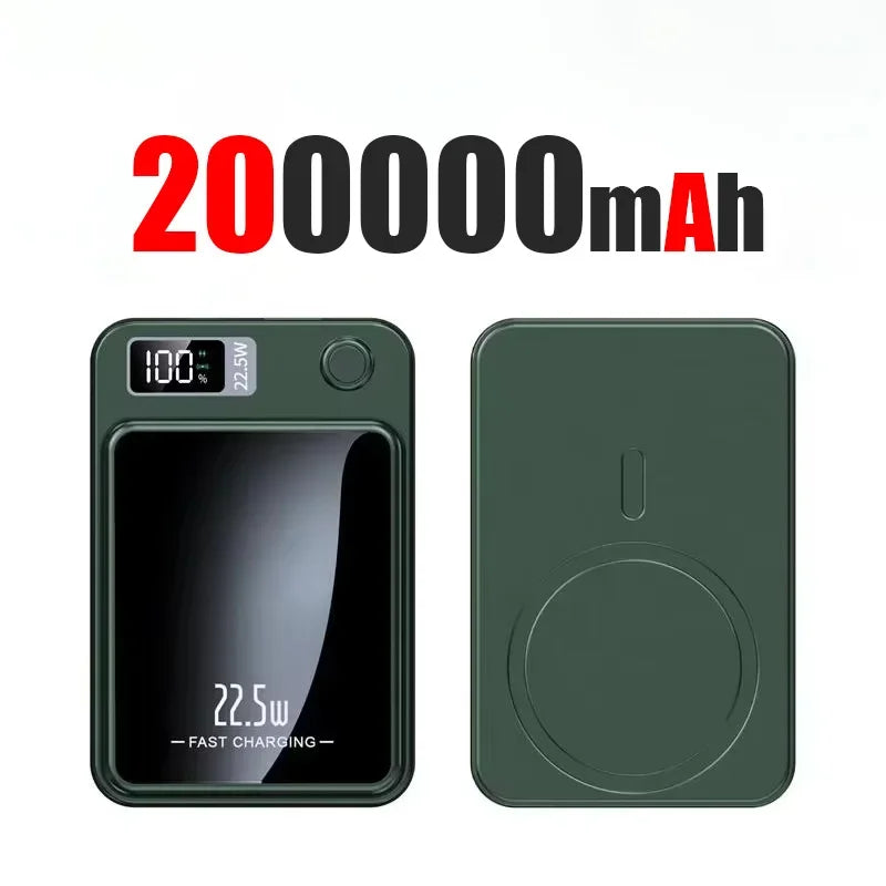 Wireless Magnetic Power Bank 22.5W Fast Charge – 50,000/100,000/200,000mAh Portable Qi Powerbank with 15W Wireless, USB-C & LED Display