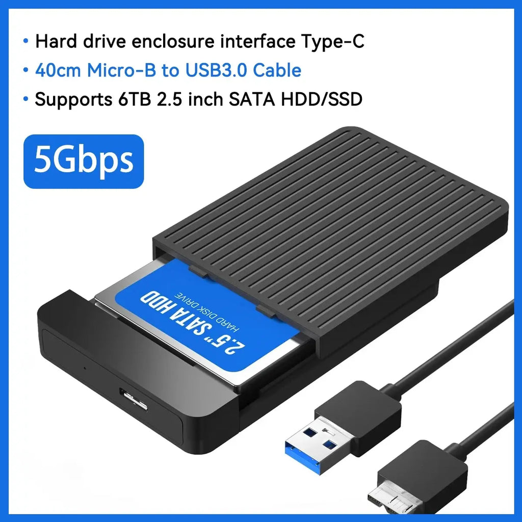 2.5-Inch SATA to USB 3.1/3.0 HDD & SSD Enclosure (USB-C) — 6 Gbps External Hard Drive Case, Tool-Free Hot-Swap