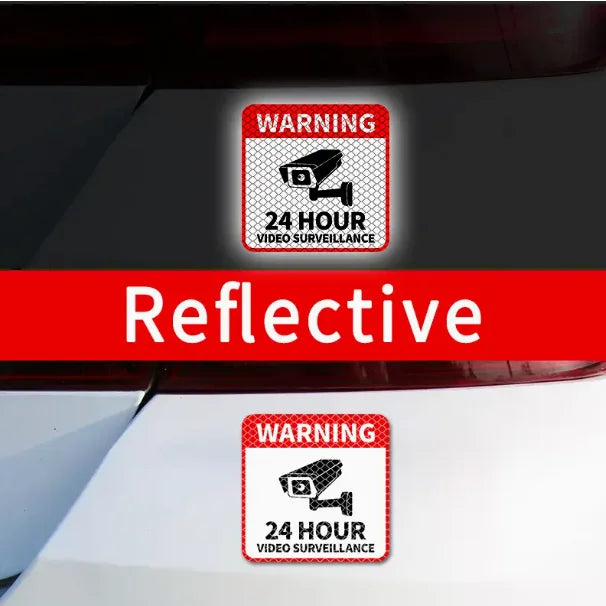 24-Hour Video Surveillance Warning Sticker with Camera Icon, Waterproof UV-Resistant Vinyl for Car Windows & Motorcycle Trunks, Anti-Scratch Transparent Text