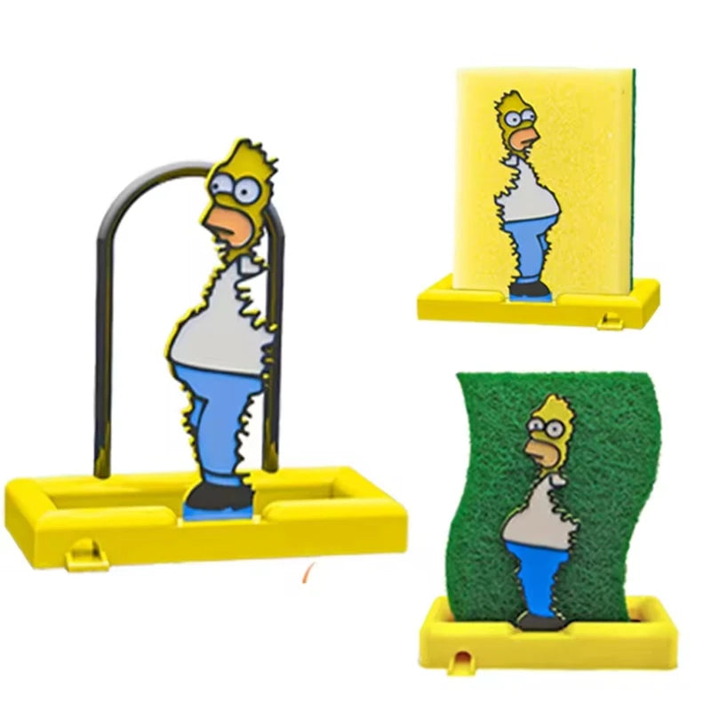 Auto-Draining Cartoon Sponge Holder - Funny Sink Sponge Caddy Drain Rack