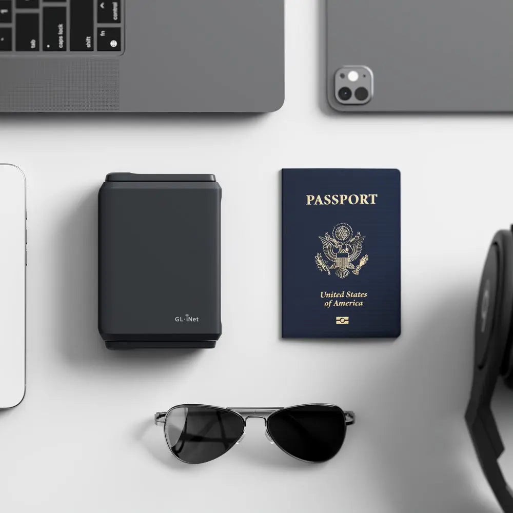 Wi‑Fi 7 Travel Router Touchscreen, Dual 2.5G Ports, Up to 3570 Mbps VPN Gaming Hotspot USB 3.0 Type‑C PD