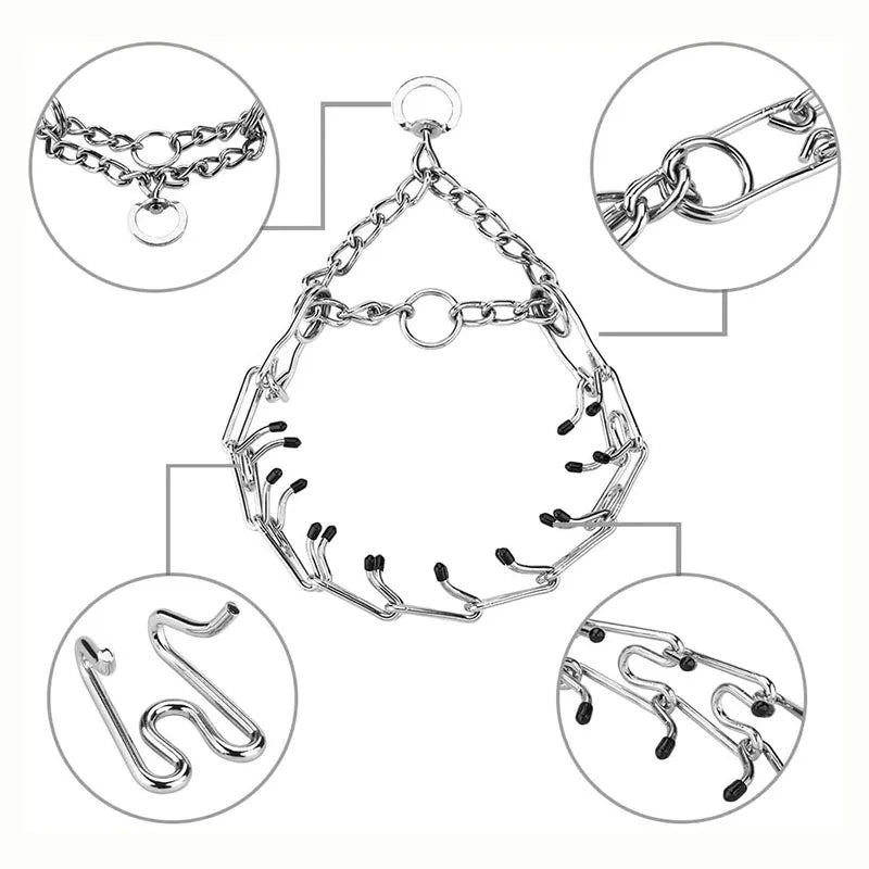 Stainless Steel Pinch Dog Training Collar with Padded Links for Dogs