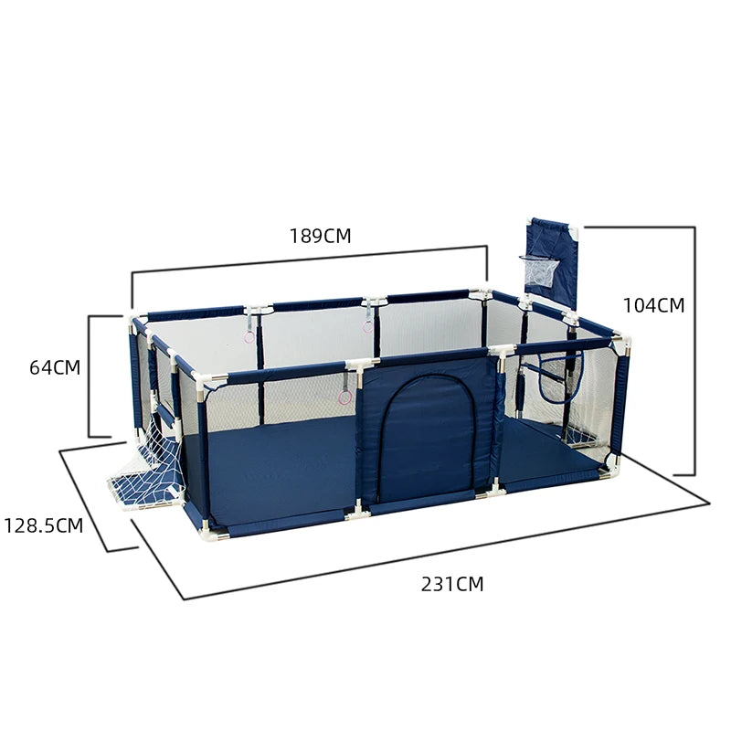 Baby Playpen Indoor Play Yard Portable Safety Fence & Activity Gym, Large Multi-Panel (Blue/Green/Red/Pink)