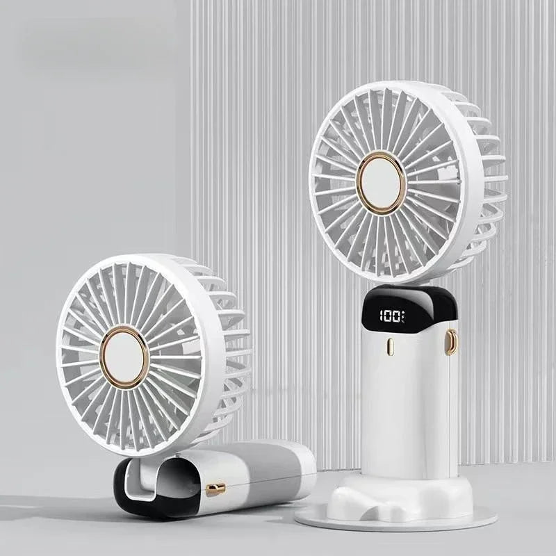 Portable USB Rechargeable Handheld Fan with LED Display, 90° Adjustable 5-Speed Mini Aromatherapy Fan