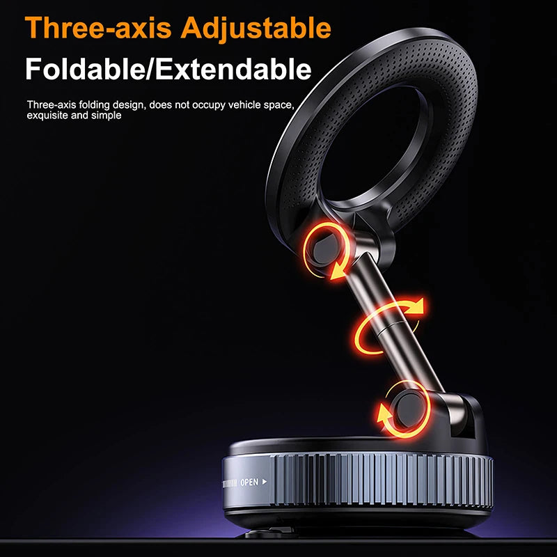 Universal Magnetic 360° Foldable Car Phone Mount Vacuum Suction Holder for iPhone & Smartphones