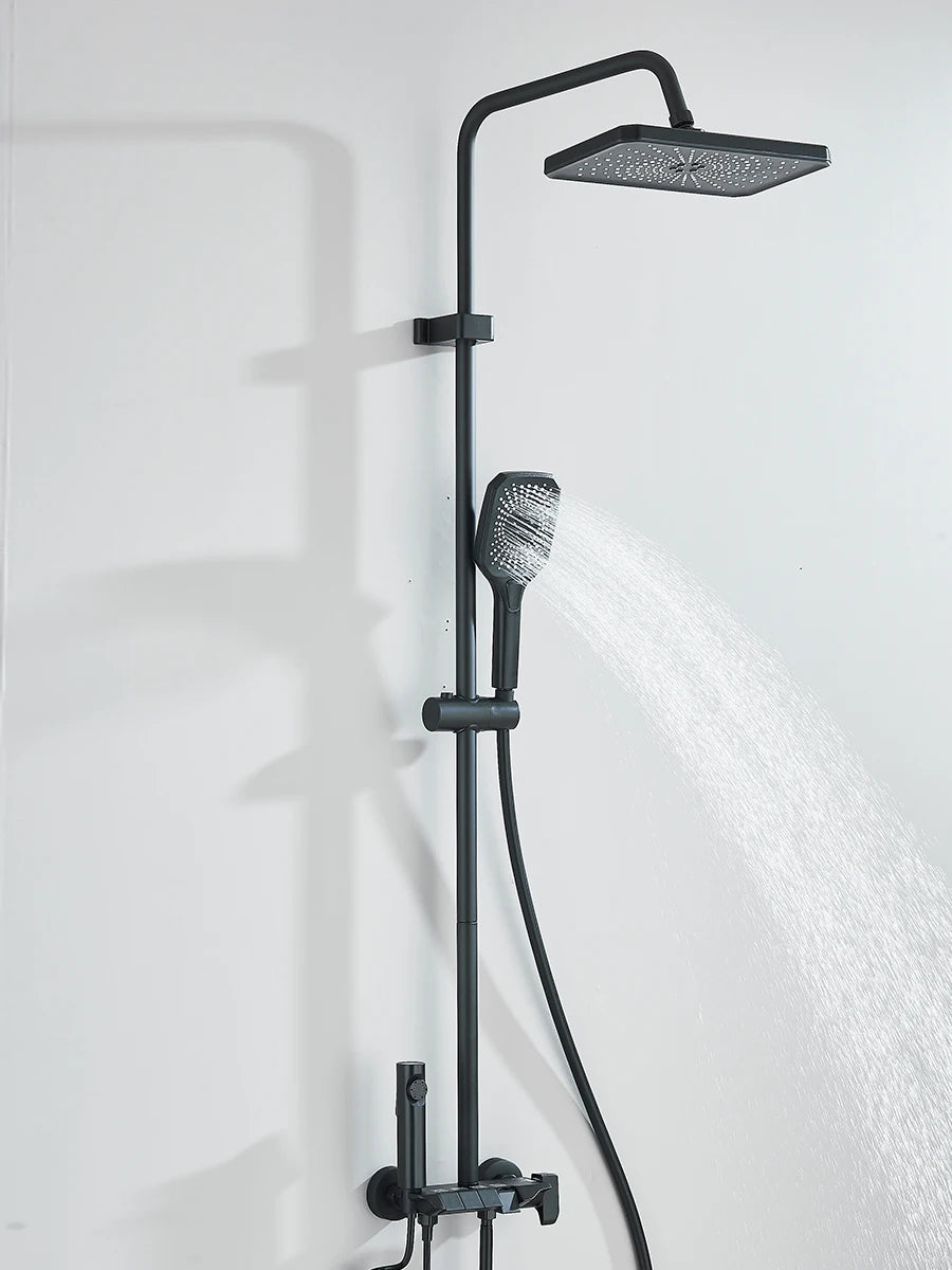 4-Way Piano Shower System with 16 in (400 mm+) Rain Shower & Bidet Faucet Hot/Cold Mixer Bathroom Kit