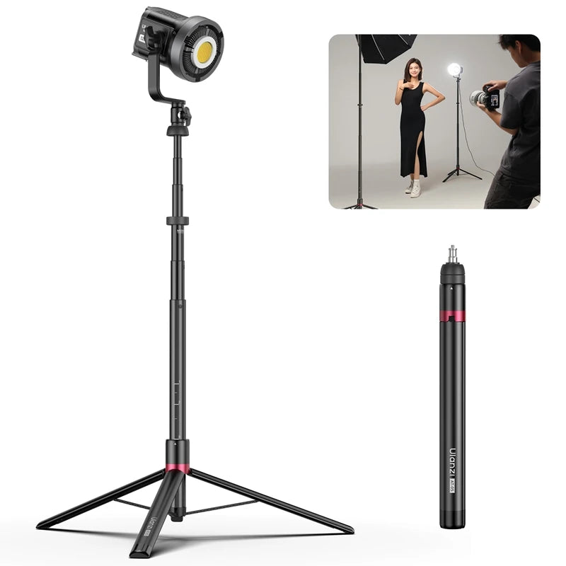 Heavy Duty 2M (6.6 ft) Foldable Light Stand Tripod with 1/4-inch (6.35 mm) Universal Mount for Photography, Video Lights, Cameras, Livestream