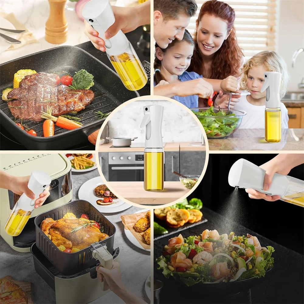Olive Oil Spray Bottle for Cooking Reusable Food-Grade Oil & Vinegar Mister 200/300/500ml (6.8/10.1/16.9 fl oz)