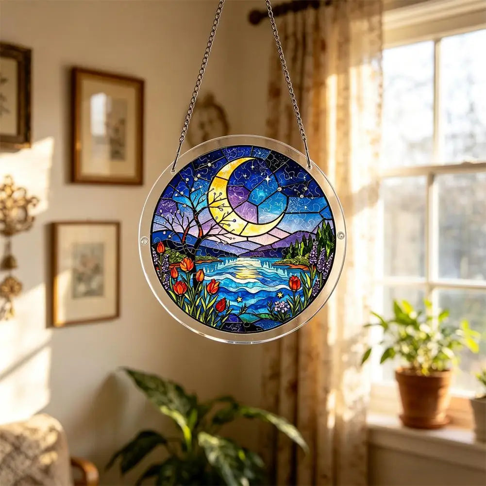 Acrylic Puzzle Suncatcher Window Hanging Stained Glass Style 7.1/7.9 in (18/20 cm) Garden & Home Decor