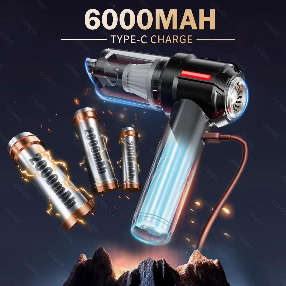 Mini Cordless Handheld Car Vacuum Cleaner & Blower - 998000PA Strong Suction, USB-C Rechargeable, Portable