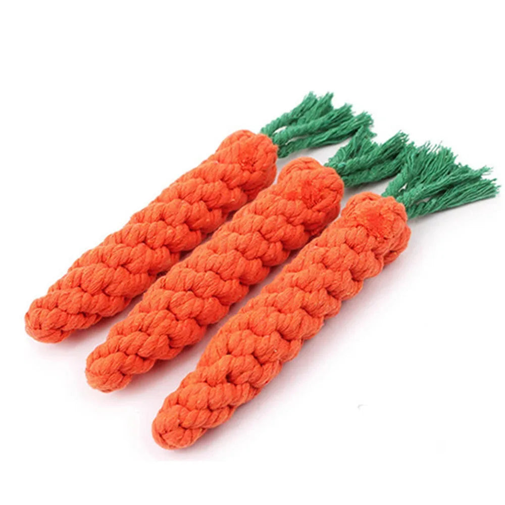 Carrot Rope Dog Toy 1-Pack – Durable Braided Cotton Chew Toy for Puppies & Dogs, 8.7 in (22 cm) Teeth Cleaning