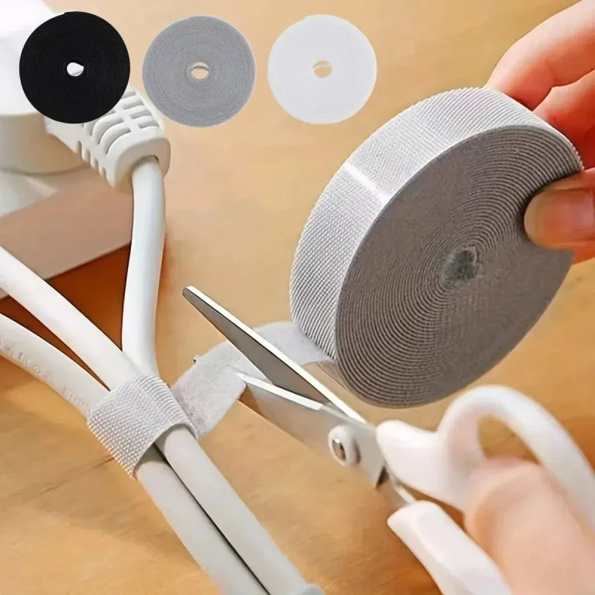 Hook and Loop Cable Ties – Reusable Wire Organizer for USB, Earphones & Mouse Cords