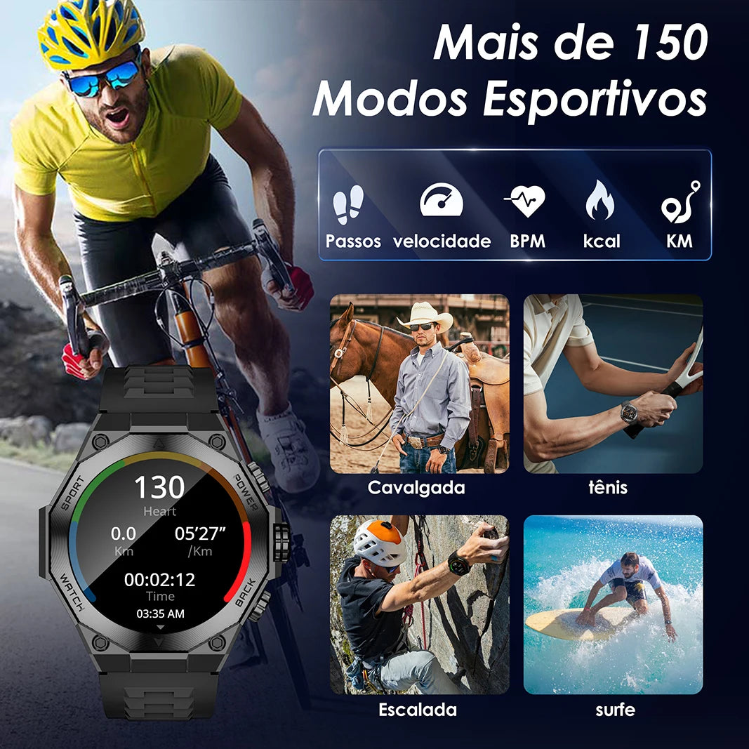 1.43" (36 mm) AMOLED Smartwatch — 150+ Sports Modes, Heart Rate & SpO2 Monitor, Bluetooth Calling, Android/iOS Compatible