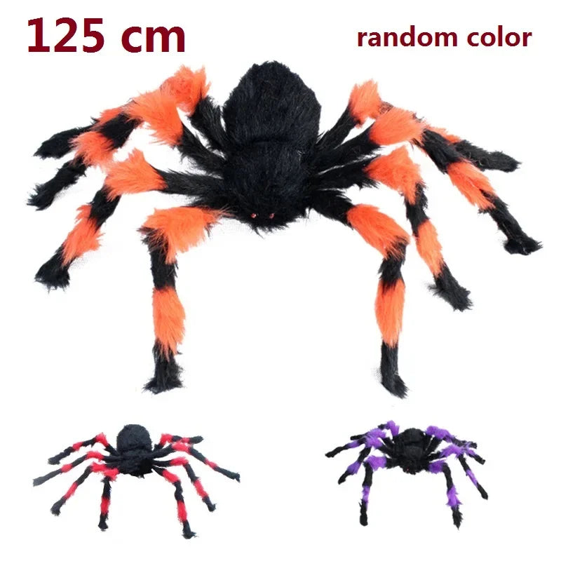 Giant Round Spider Web (150–250 cm / 59–98 in) with Large Hairy Fake Spider – Halloween Yard & Door Scare Prop